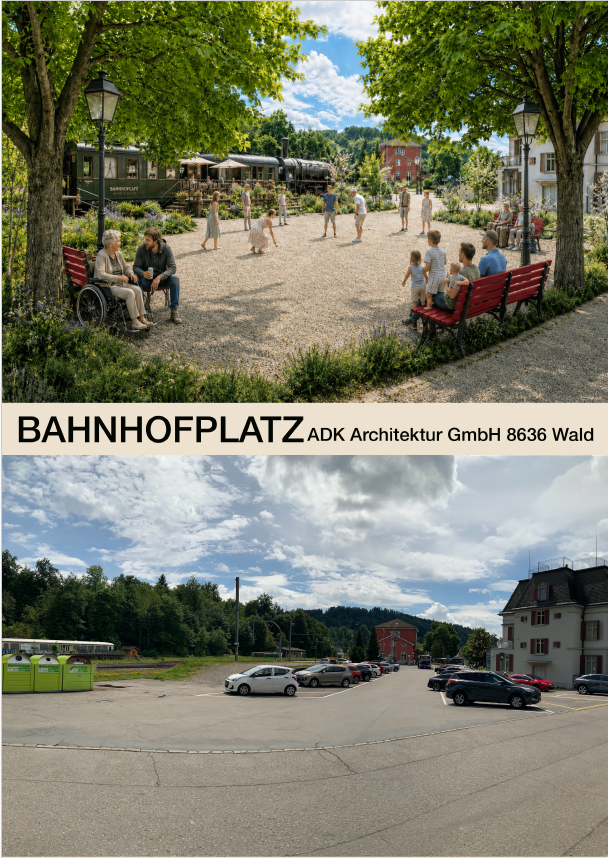 Bahnhofplatz Vorher - Nachher als Ideenskizze